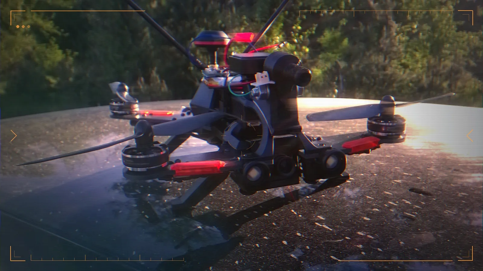 A custom drone players could fly and shoot with — part of the battlefield-simulator gameplay